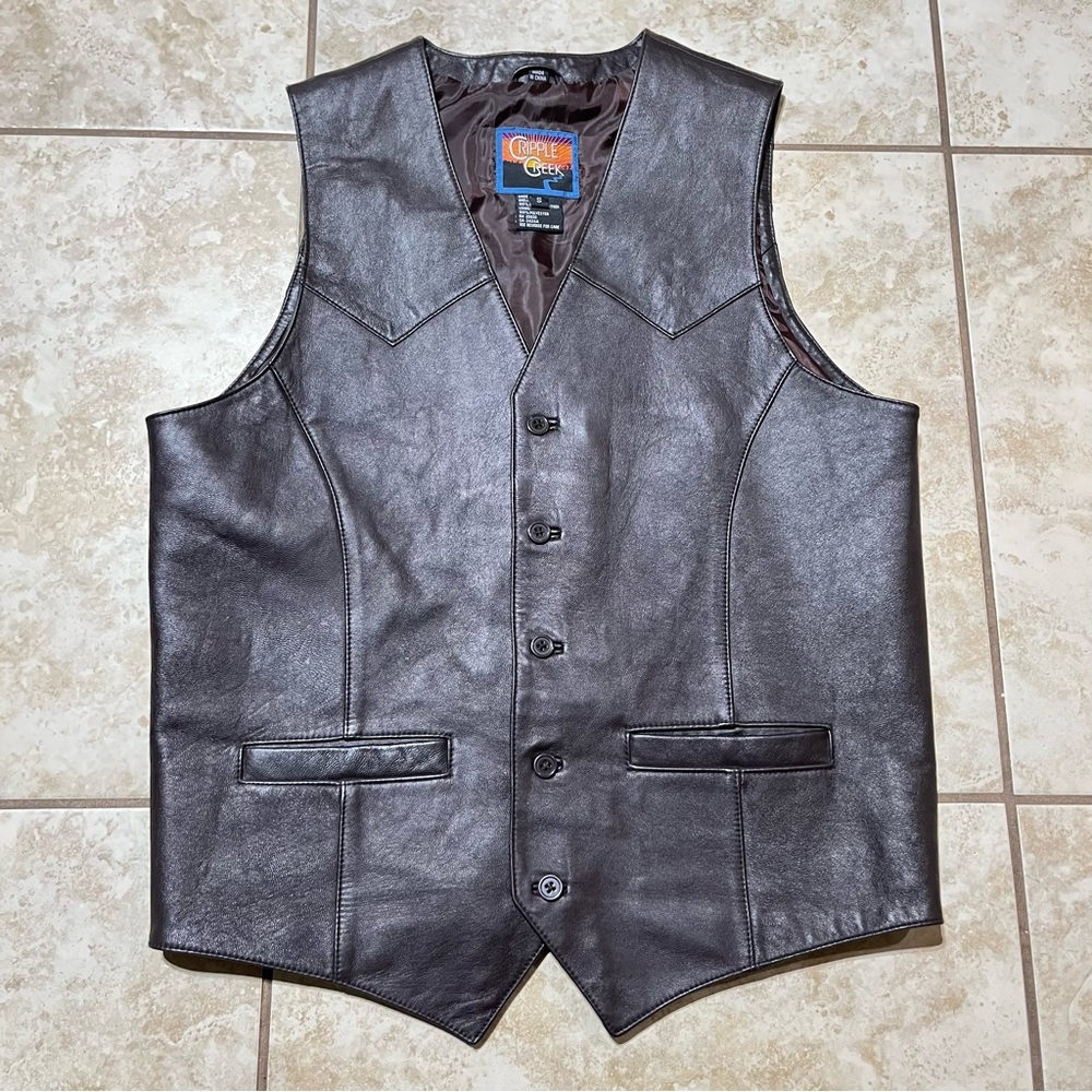 Cripple Creek Brown Leather Vest Men’s Size Small